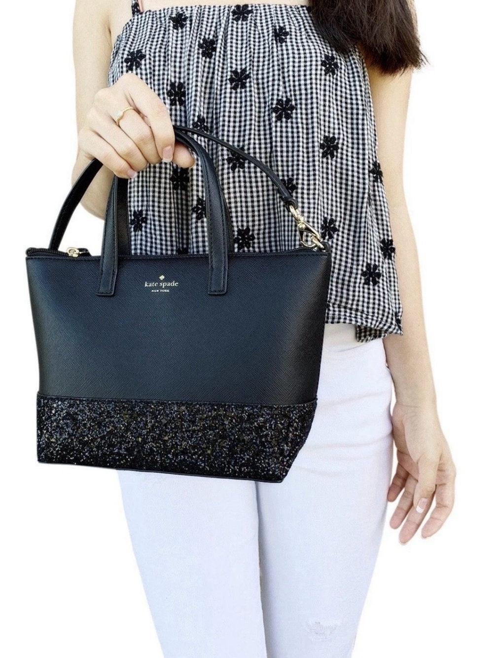 Kate Spade Greta Court Ina Satchel Small Glitter Crossbody